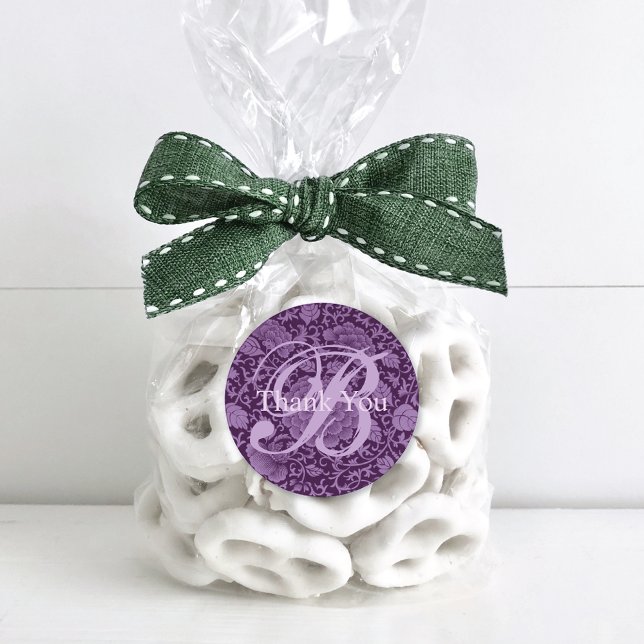 Adesivo Redondo Monograma De Brocade Floral Puro Obrigado (Criador carregado)