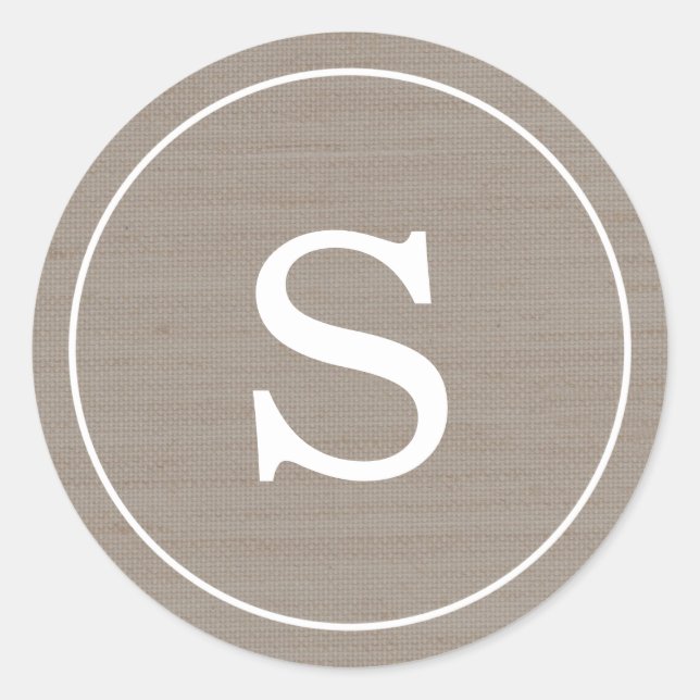 Adesivo Redondo Monograma de burlap (Frente)