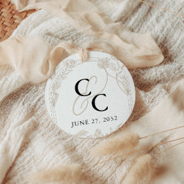 Adesivo Redondo Monograma de Caligrafia do Jardim Rosa Elegante Tr