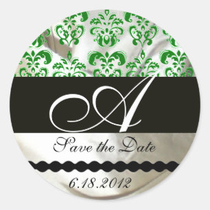 ADESIVO REDONDO MONOGRAMA DE CALOR DE GREEN & WHITE SILK