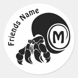 Adesivo Redondo Monograma de caranguejo-eremita rabugento