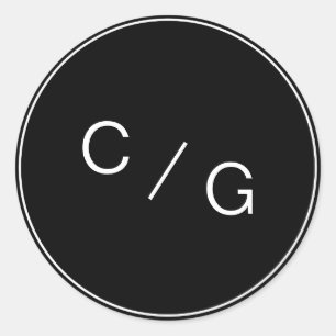 Adesivo Redondo Monograma de casal moderno minimalista editável a