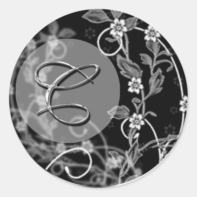Adesivo Redondo Monograma de Casamento Clássico (Frente)