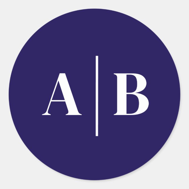 Adesivo Redondo Monograma de Casamento com Cor de Fundo Editável (Frente)