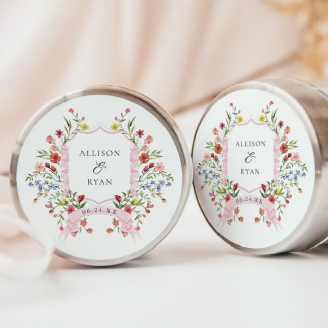 Adesivo Redondo Monograma de Casamento de Jardim Whimsical (Criador carregado)