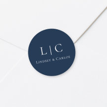 Monograma de Casamento Elegante Azul Naval