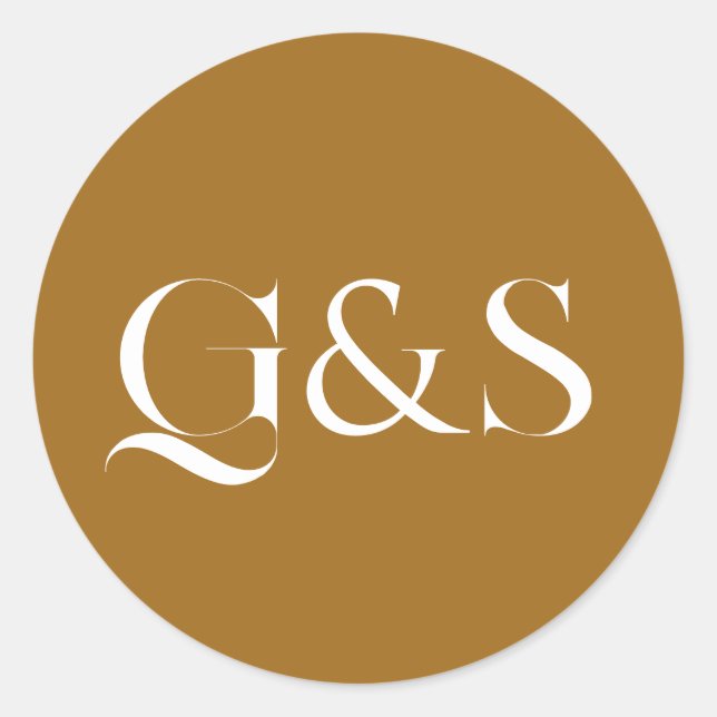 Adesivo Redondo Monograma de Casamento Elegante Mínimo (Frente)