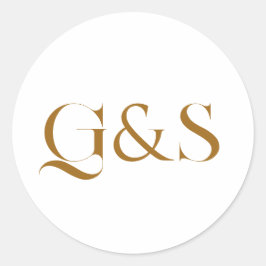 Adesivo Redondo Monograma de Casamento Elegante Mínimo