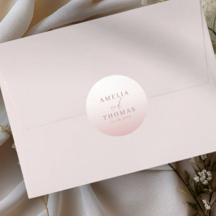 Adesivo Redondo Monograma de casamento em rosa dourado elegante