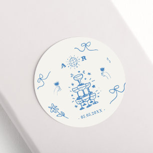 Adesivo Redondo Monograma de Casamento Francês Disco Imísico Desde