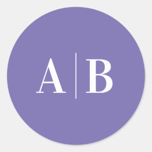 Adesivo Redondo Monograma de Casamento Moderno em Periwinkle e Bra