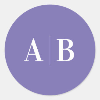 Adesivo Redondo Monograma de Casamento Moderno em Periwinkle e Bra