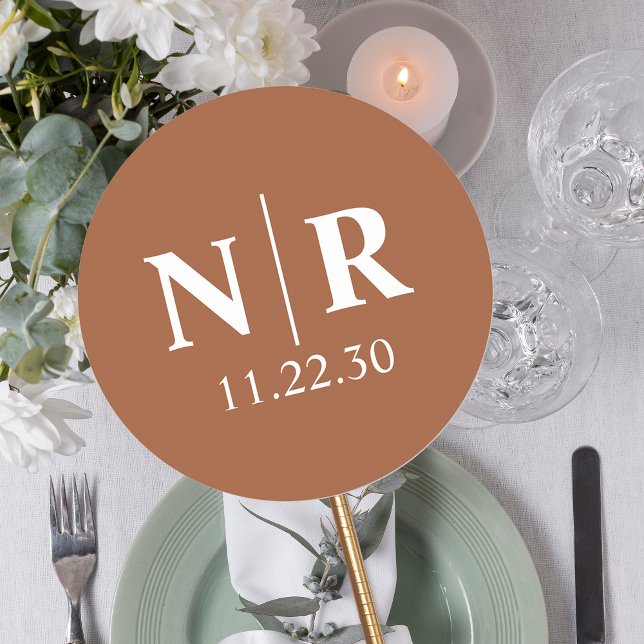 Adesivo Redondo Monograma De Casamento, Noite E Iniciais De Casame (Criador carregado)