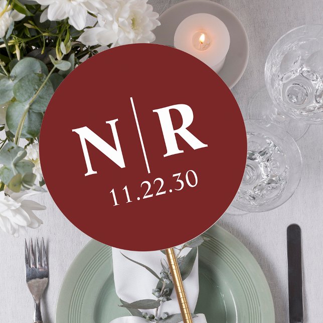 Adesivo Redondo Monograma De Casamento, Noite E Iniciais De Casame (Criador carregado)