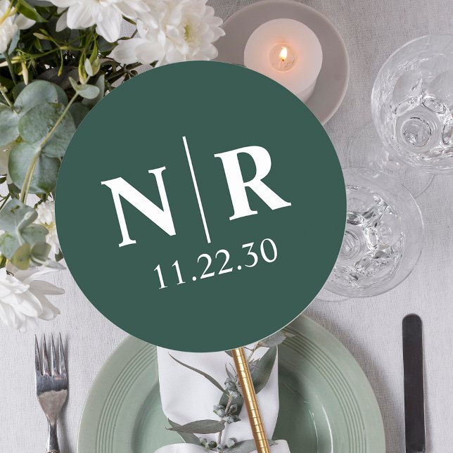 Adesivo Redondo Monograma De Casamento, Noite E Iniciais De Casame (Criador carregado)