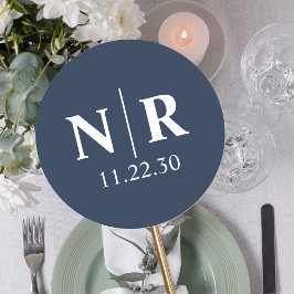 Adesivo Redondo Monograma De Casamento, Noite E Iniciais De Casame