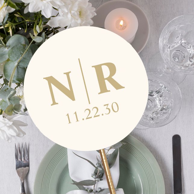 Adesivo Redondo Monograma De Casamento, Noite E Iniciais De Casame (Criador carregado)