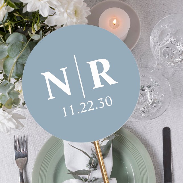 Adesivo Redondo Monograma De Casamento, Noite E Iniciais De Casame (Criador carregado)