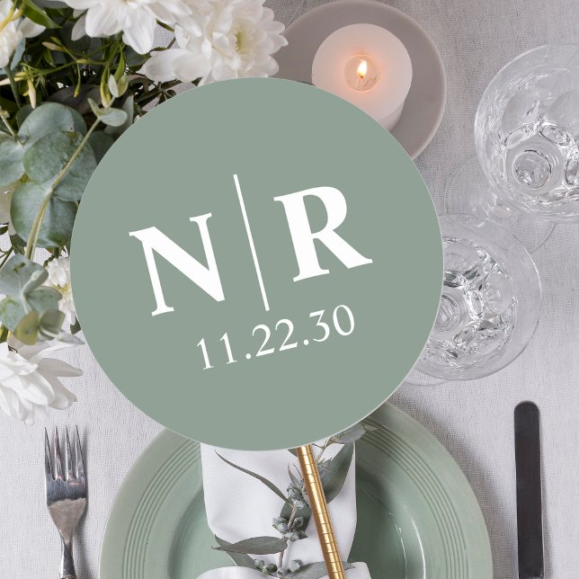 Adesivo Redondo Monograma De Casamento, Noite E Iniciais De Casame (Criador carregado)