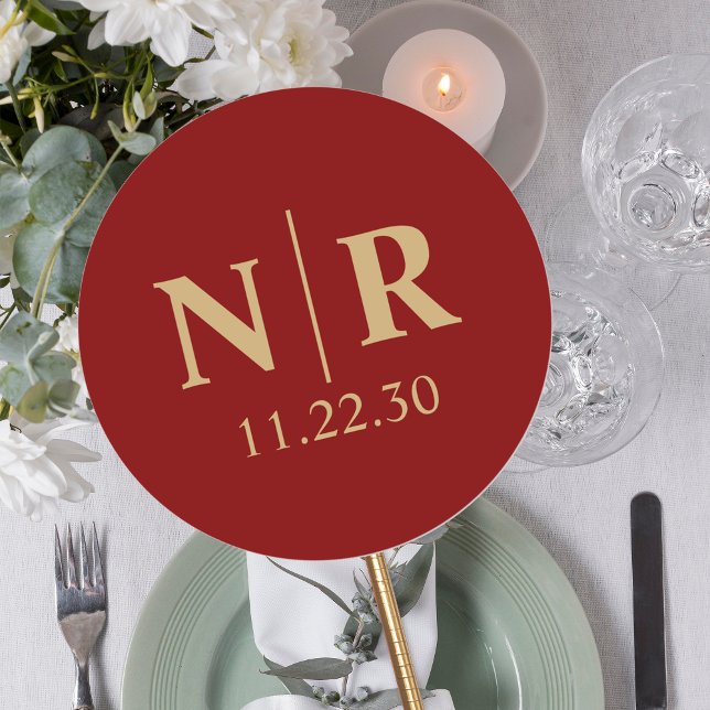 Adesivo Redondo Monograma De Casamento, Noite E Iniciais De Casame (Criador carregado)