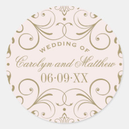Adesivo Redondo Monograma de Casamento Rosa | Farinha Dourada anti