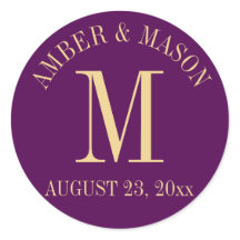 Monograma de Casamento Roxo e Dourado