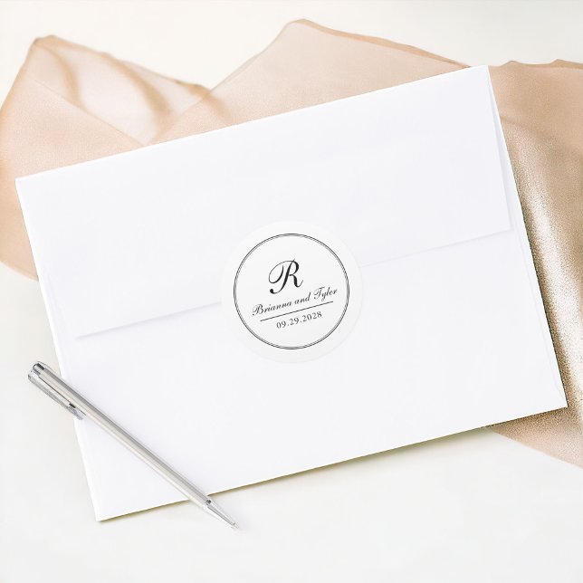 Adesivo Redondo Monograma de Casamento Tradicional Simplesmente El (Criador carregado)