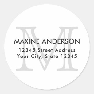 Adesivo Redondo Monograma de Cinzas Clássica Moderna Elegante Ini