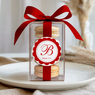 Adesivo Redondo Monograma de Círculo Vermelho Branco Espalhado Obr