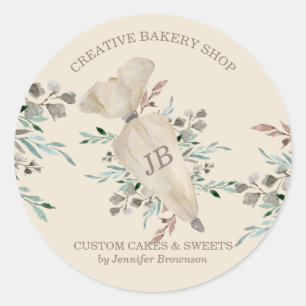 Adesivo Redondo Monograma de Comida Chic do Baking Boho