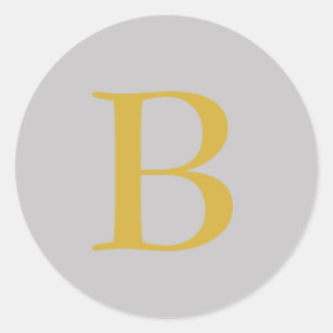 Adesivo Redondo Monograma de Cor Dourada da Cinza Moderna Adiciona