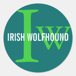 Adesivo Redondo Monograma de criação de Wolfhound irlandês