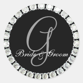 Adesivo Redondo Monograma de diamante G selo personalizável