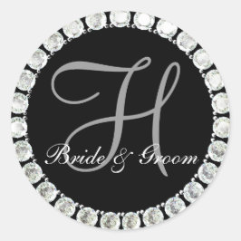 Adesivo Redondo Monograma de diamante H selo personalizável