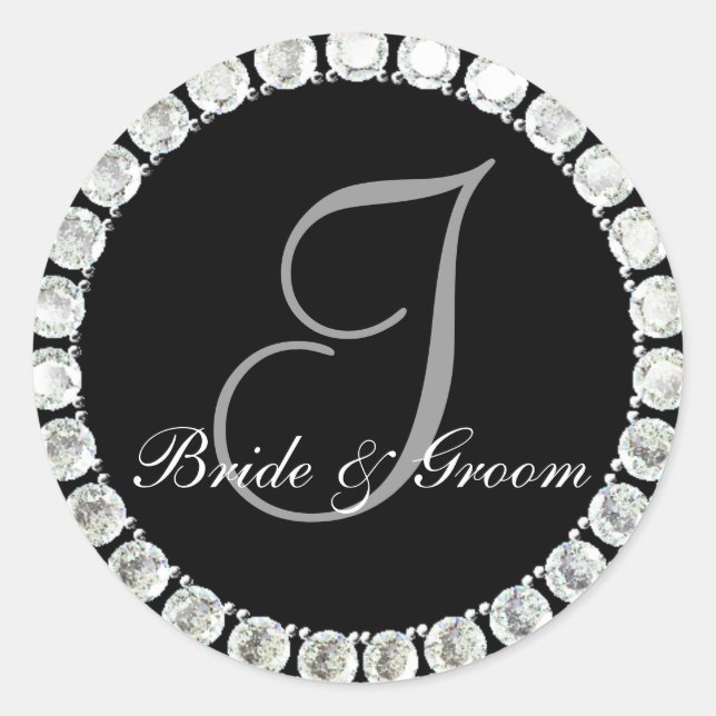 Adesivo Redondo Monograma de diamante I sela personalizável (Frente)