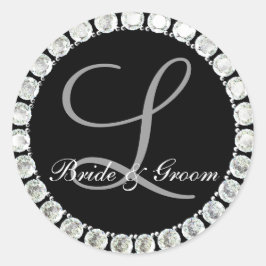 Adesivo Redondo Monograma de diamante L selo personalizável