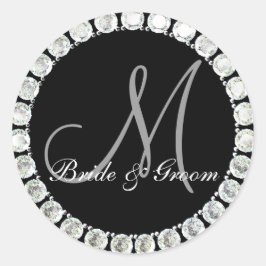 Adesivo Redondo Monograma de diamante M selo personalizável