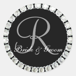 Adesivo Redondo Monograma de diamante R selo personalizável