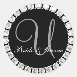 Adesivo Redondo Monograma de diamante U selo personalizável