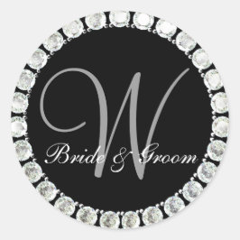 Adesivo Redondo Monograma de diamante W selo personalizável