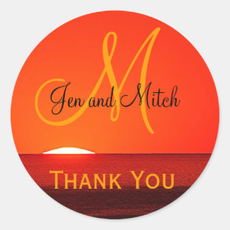 Adesivo Redondo Monograma de Envelope Tropical Sunset