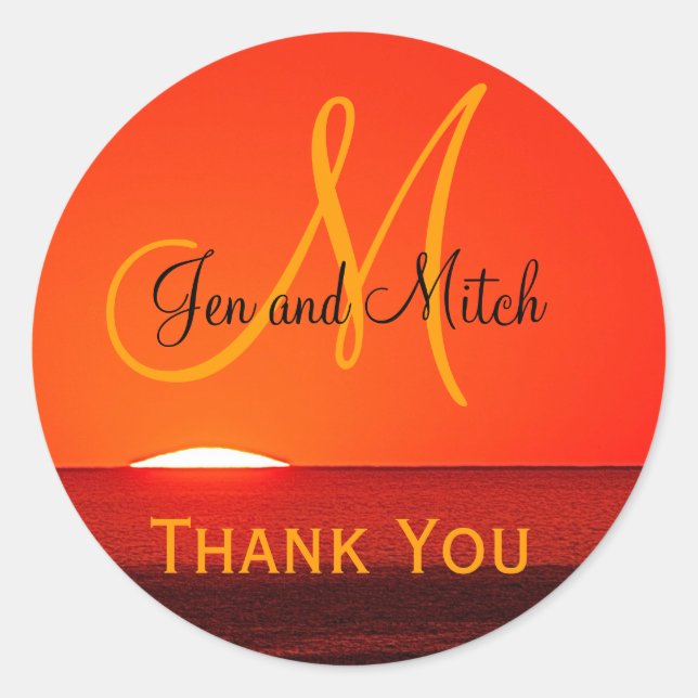 Adesivo Redondo Monograma de Envelope Tropical Sunset (Frente)