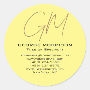 Adesivo Redondo Monograma de Escrita Manuscrita Inicial Profission