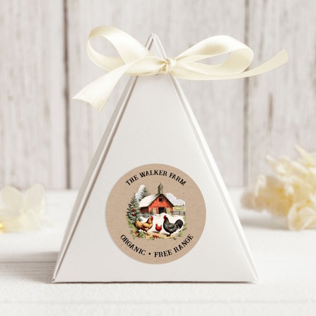 Adesivo Redondo Monograma de Fazenda de frango Vintage (Criador carregado)