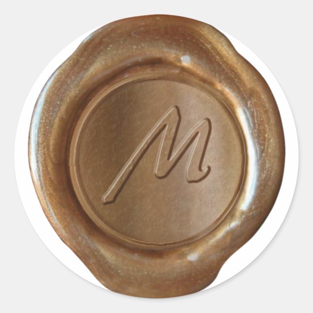 Adesivo Redondo Monograma de fecho de cera - Cobre - M artístico - (Frente)