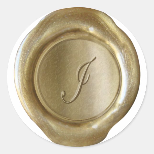 Adesivo Redondo Monograma de fecho de cera - Dourado - Script I - (Frente)