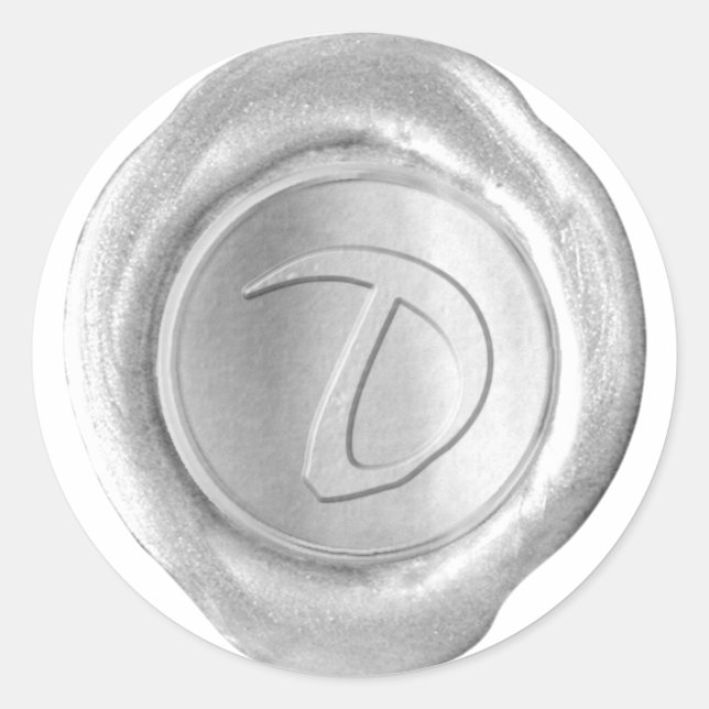 Adesivo Redondo Monograma de fecho de cera - Prata - Estilo Artíst (Frente)