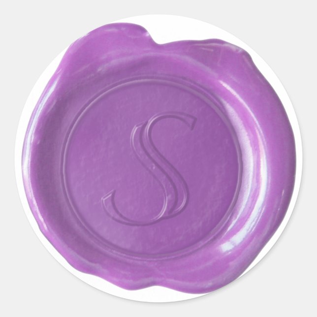 Adesivo Redondo Monograma de fecho de cera - Roxo - S - (Frente)