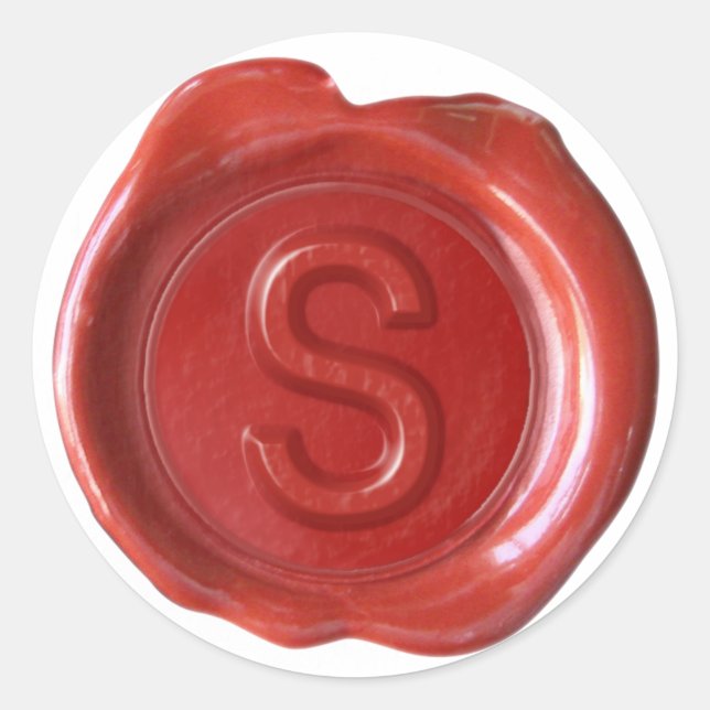 Adesivo Redondo Monograma de fecho de cera - Vermelho - Negrito S  (Frente)