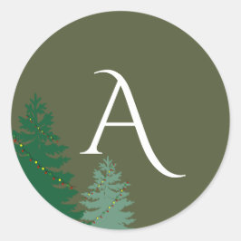 Adesivo Redondo Monograma de Feriado de Estação Encantado